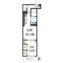 JR中央本線 国分寺駅 徒歩19分の賃貸アパート 1階1LDKの間取り