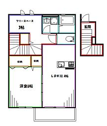 クレール前原 2階1SLDKの間取り