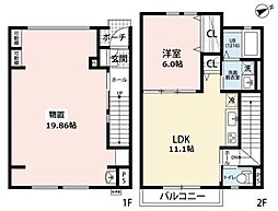 セフィロスI.K 2階1LDKの間取り