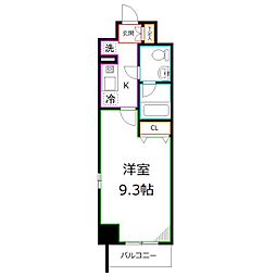 ヴェルデス 8階1Kの間取り