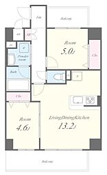 エルデ国立 2階2LDKの間取り
