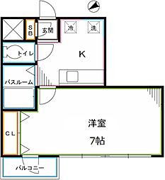 アプレシティ国分寺 2階1Kの間取り