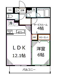 オーパスホームズ武蔵小金井 1階2LDKの間取り