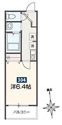 西武国分寺線 鷹の台駅 徒歩8分の賃貸アパート 3階1Kの間取り