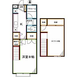 グランドールアべニュ 2階1Kの間取り