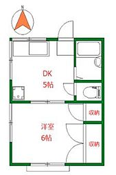傘風子　北野 2階1DKの間取り