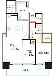 シティタワー国分寺ザ・ツインイースト 8階2LDKの間取り