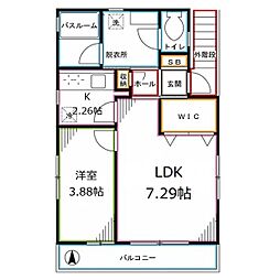 パレスステージ小平 2階2Kの間取り
