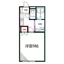 JR中央本線 西国分寺駅 徒歩10分の賃貸アパート 2階1Kの間取り