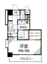 プライムアーバン武蔵小金井II 2階1Kの間取り