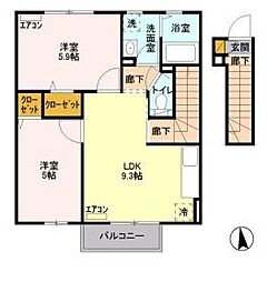 ハーモニー 2LDKの間取図画像