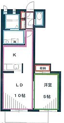 クレールコガネイ 1LDKの間取図画像