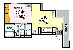 国分寺市本町3丁目アパート 1DKの間取図画像