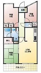 エクセル国立グレイスコート 3LDKの間取図画像