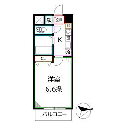 オーチャードヒル 1Kの間取図画像