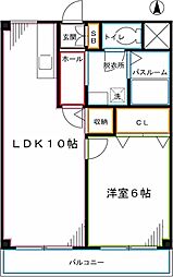 アップルハイムオザキ 1LDKの間取図画像