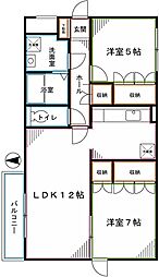 パールハイツ恋ヶ窪 2LDKの間取図画像