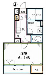 リブリ・Felice国立 1Kの間取図画像