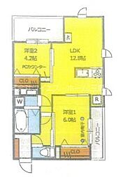 グランヒルズ 2LDKの間取図画像