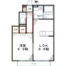 エルメゾン国立 1LDKの間取図画像