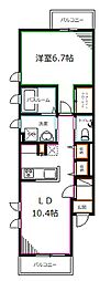 シティハイツ国立 1LDKの間取図画像