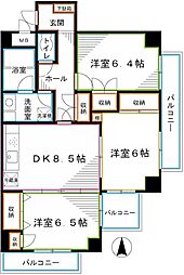 エスポワール小金井 3DKの間取図画像