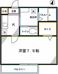アドバンス 1Kの間取図画像