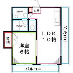 ブリズヴェール 1LDKの間取図画像