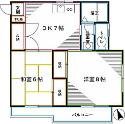 メゾン恋ヶ窪 2DKの間取図画像