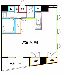キーパーク ワンルームの間取図画像