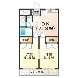 第3金子マンション 2DKの間取図画像