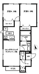 サウザンド3 2LDKの間取図画像