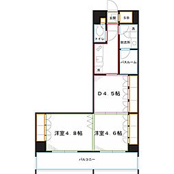 プライムアーバン小金井本町 2DKの間取図画像