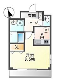 シルク南参道M's 1Kの間取図画像
