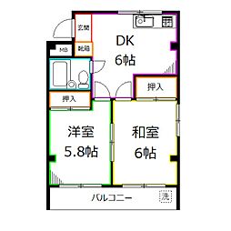 ヘリオス天神町レジデンス 2DKの間取図画像