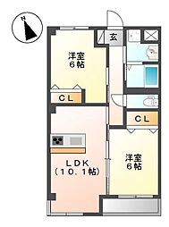 シルク南参道M's 2LDKの間取図画像