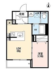 rh 国立(アールエイチ クニタチ) 1LDKの間取図画像