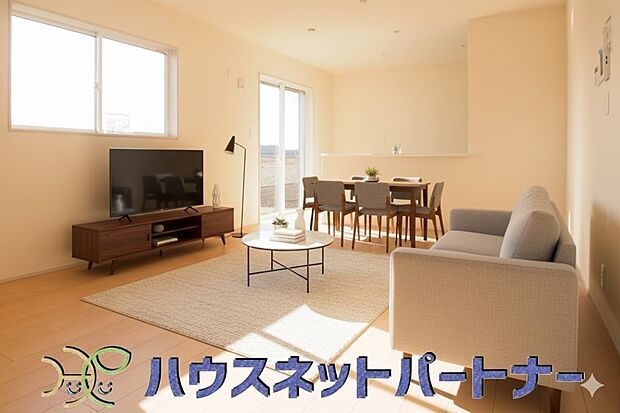 (家具はイメージ画像)家族の様子を見ながらキッチンでお料理。一日の出来事を会話しながらの家事は嬉しいコミュニケーション。