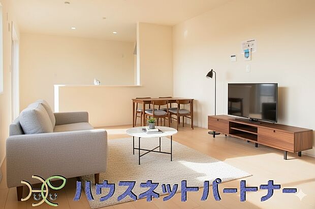 (家具はイメージ画像)カウンターキッチンなら、リビングで遊ぶ子供の様子を見ながら料理ができるので安心です。料理を運んでもらったり、子供にお手伝いしてもらいやすいのもいいですね。