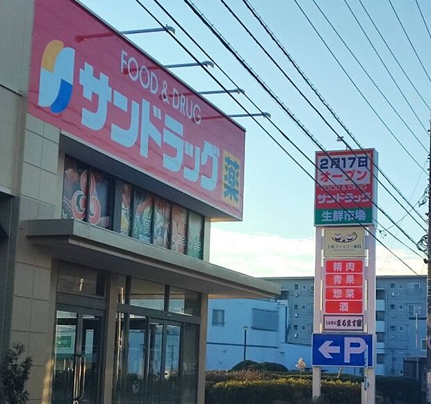 周辺環境-ドラッグストア(800m)サンドラッグ西上尾店