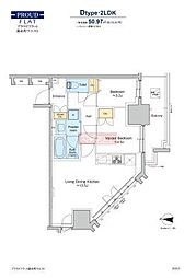 プラウドフラット錦糸町ウエスト 4階2LDKの間取り