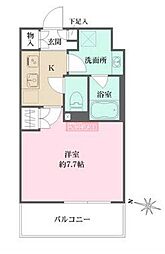 プライムアーバン菊川 2階1Kの間取り