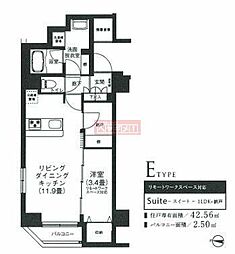 アイルプレミアム押上ノルド 4階1LDKの間取り
