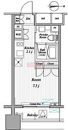 レジディア錦糸町II 4階ワンルームの間取り