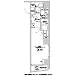 コンフォリア押上 3階1Kの間取り