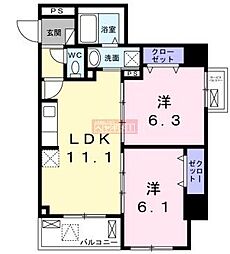 アンジュ 6階2LDKの間取り