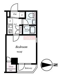 プレール・ドゥーク錦糸町II 2階1Kの間取り
