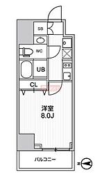 グラシアプレイス曳舟 5階1Kの間取り