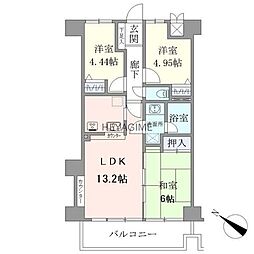 サンリヴァ隅田 8階3LDKの間取り