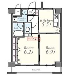 ヒルフォート常盤 1階2Kの間取り